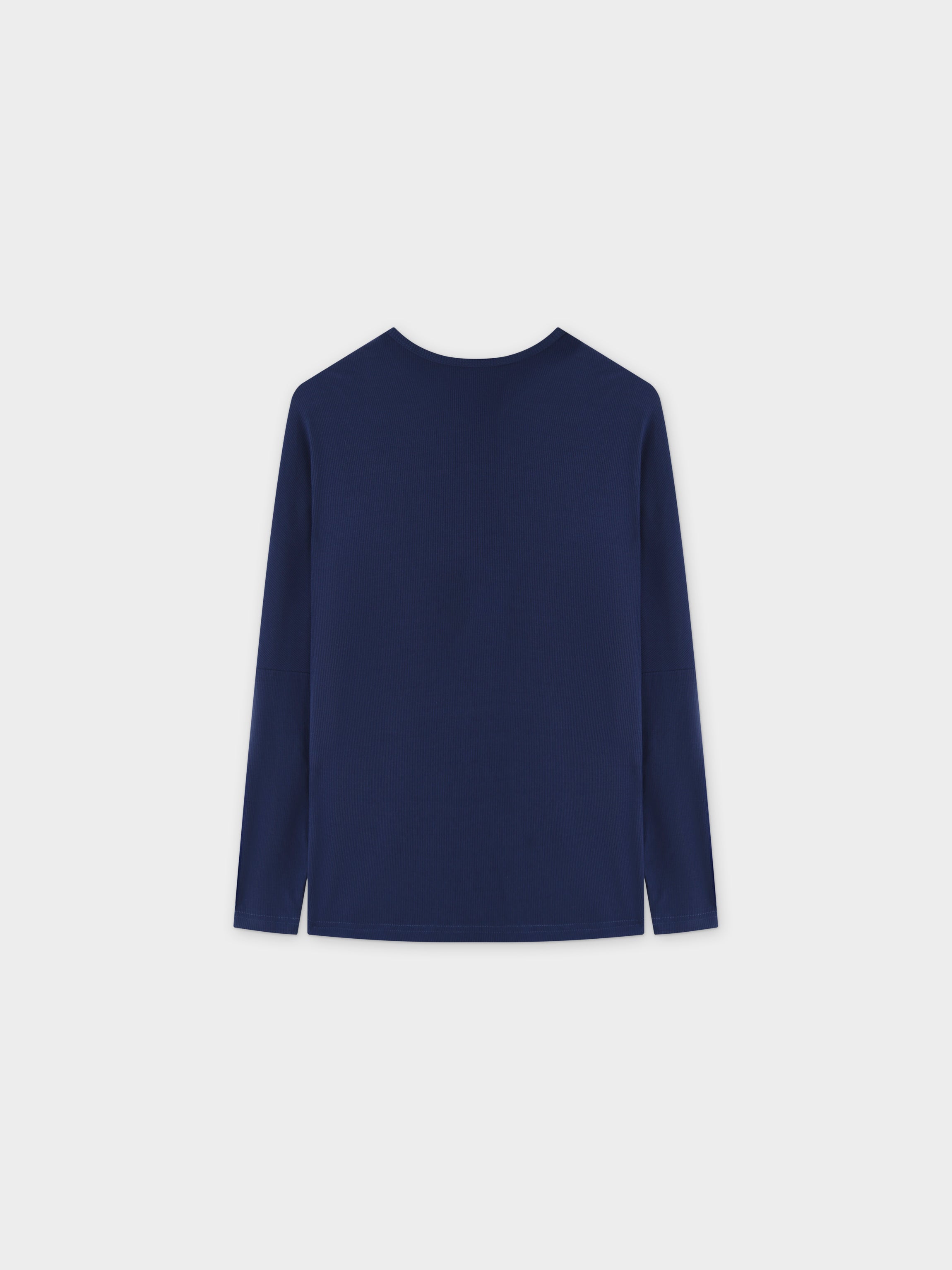 RIBBED DOLMAN TEE -NAVY