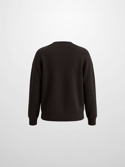 Thin Knit Center Cable Sweater - Chocolate Brown