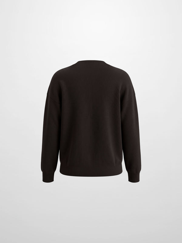 Thin Knit Center Cable Sweater - Chocolate Brown
