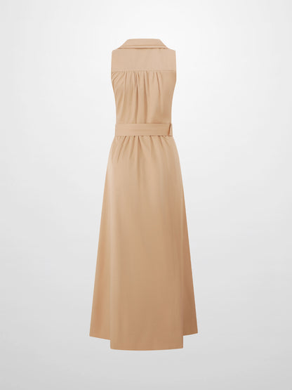 Button Down Belted Jumper-Sand