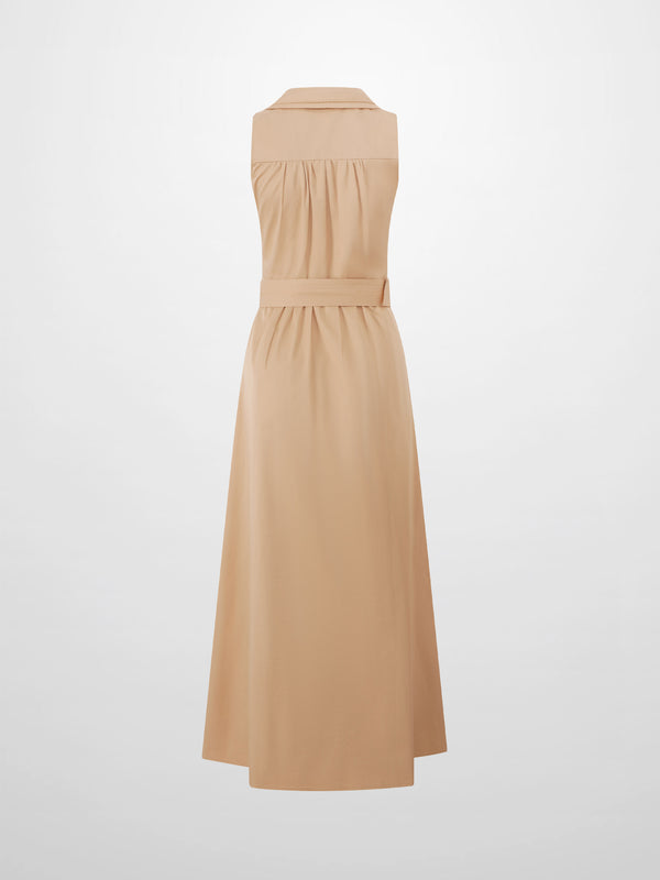Button Down Belted Jumper-Sand