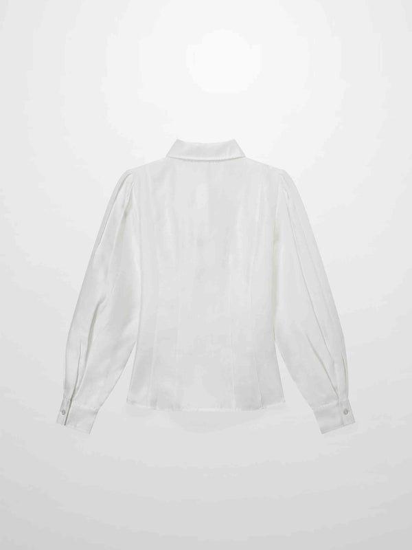 Textured Puff Sleeve Blouse-Cream
