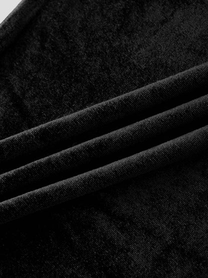 Velour Mock Neck Turtleneck-Black