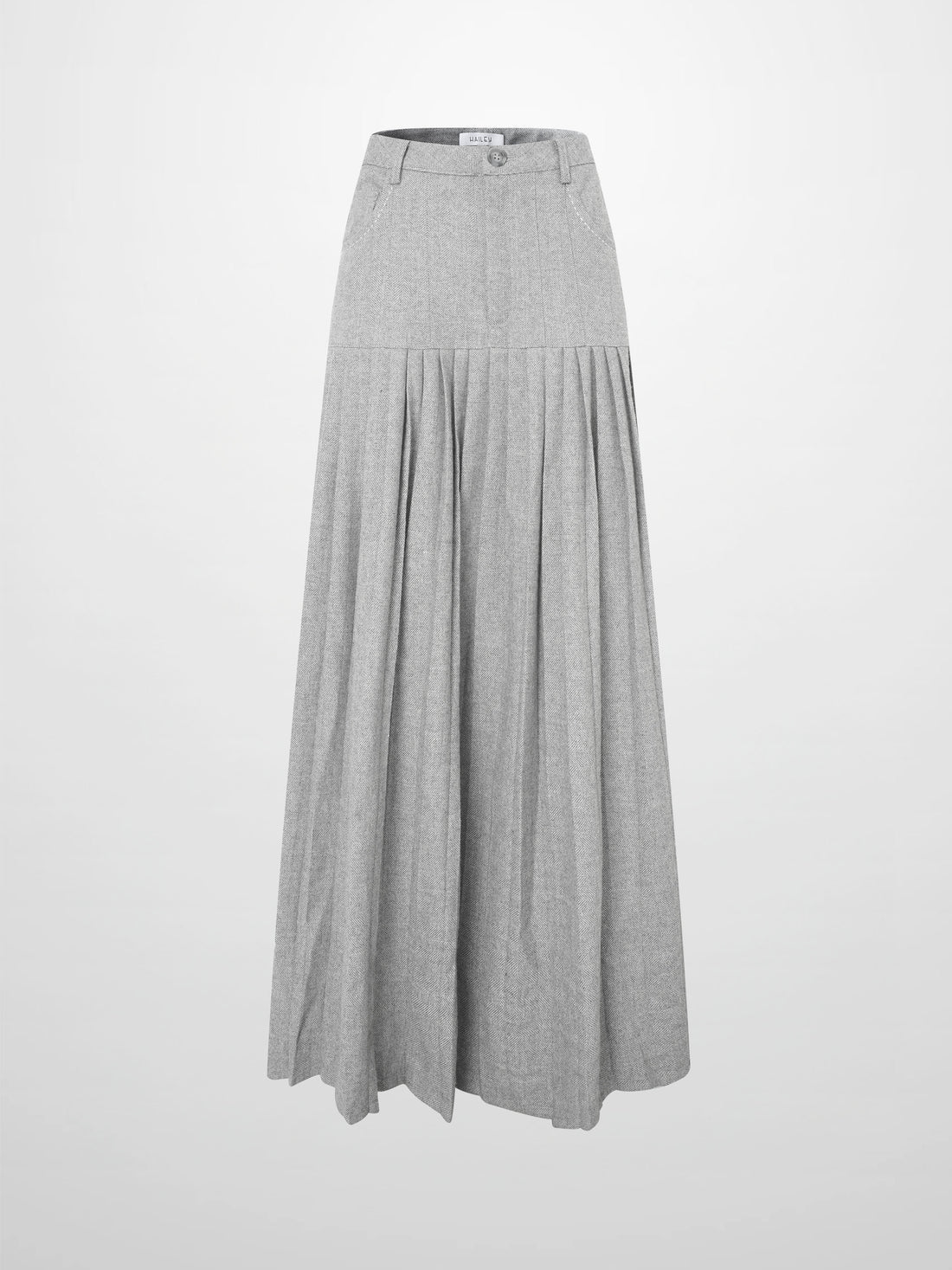 Pleat Bottom Yoke Skirt - Black/Grey
