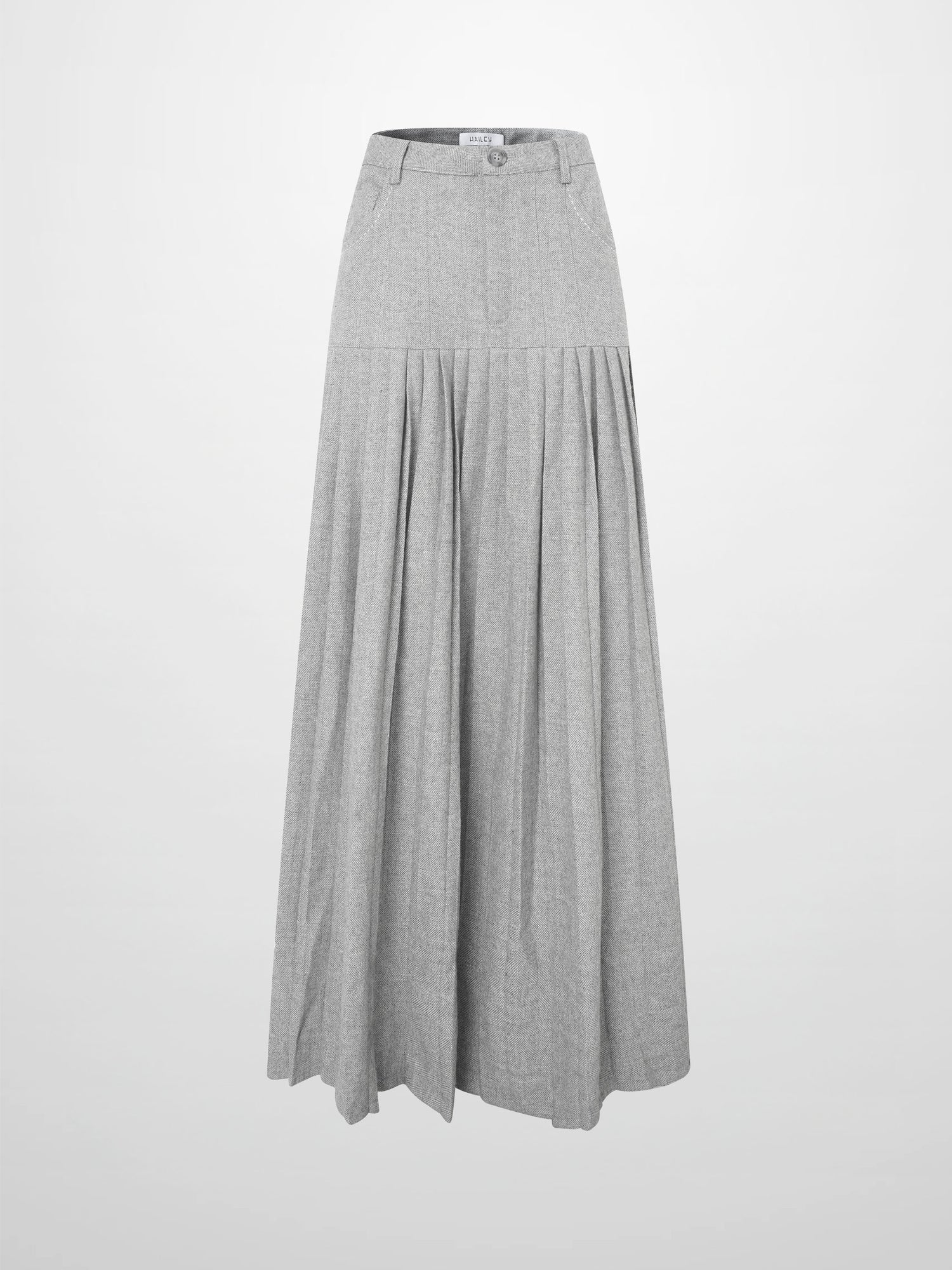 Pleat Bottom Yoke Skirt - Black/Grey
