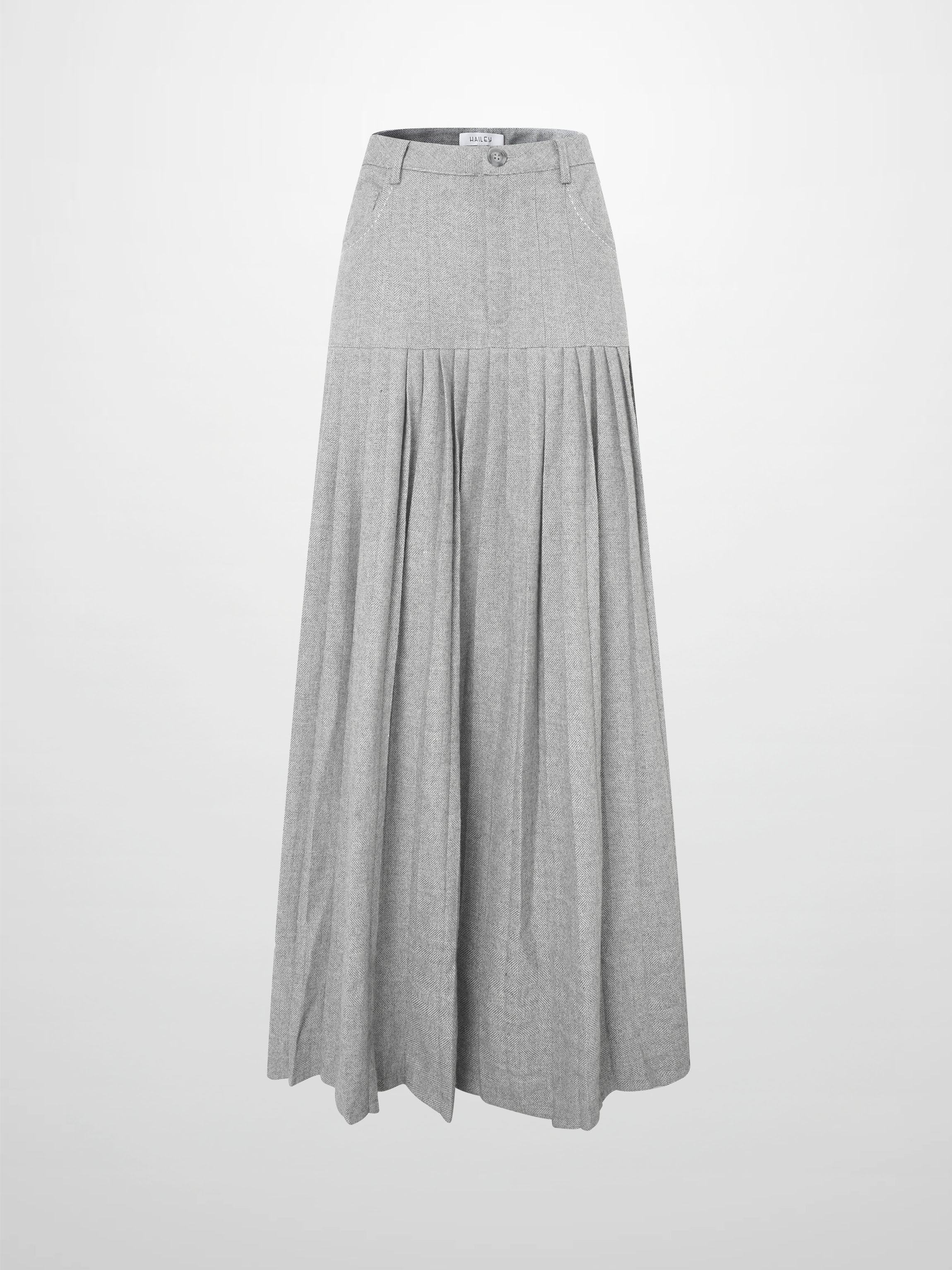 Pleat Bottom Yoke Skirt - Black/Grey