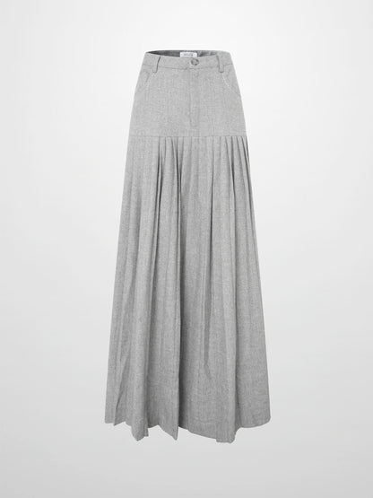 Pleat Bottom Yoke Skirt - Black/Grey
