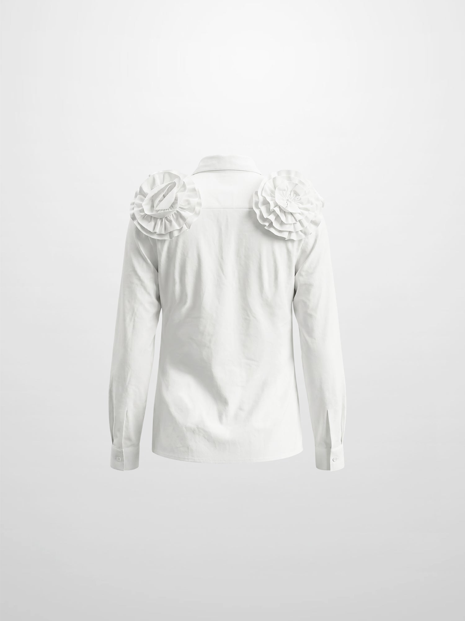 Flower Detail Cotton Blouse-White