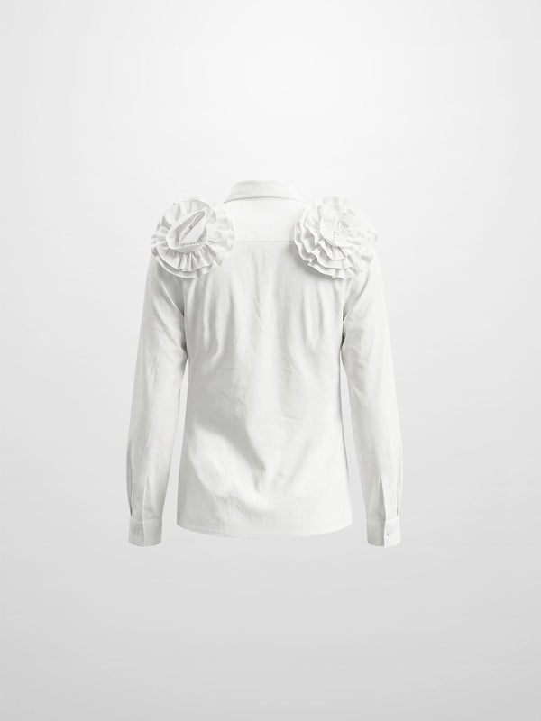 Flower Detail Cotton Blouse-White