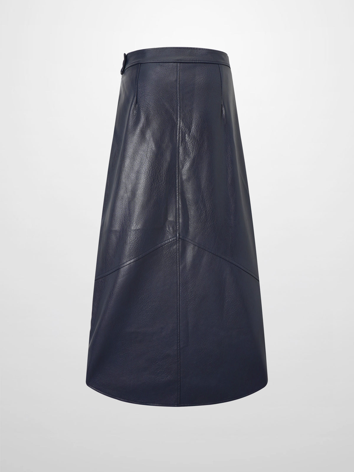 Textured Faux Leather Seam Skirt - Navy