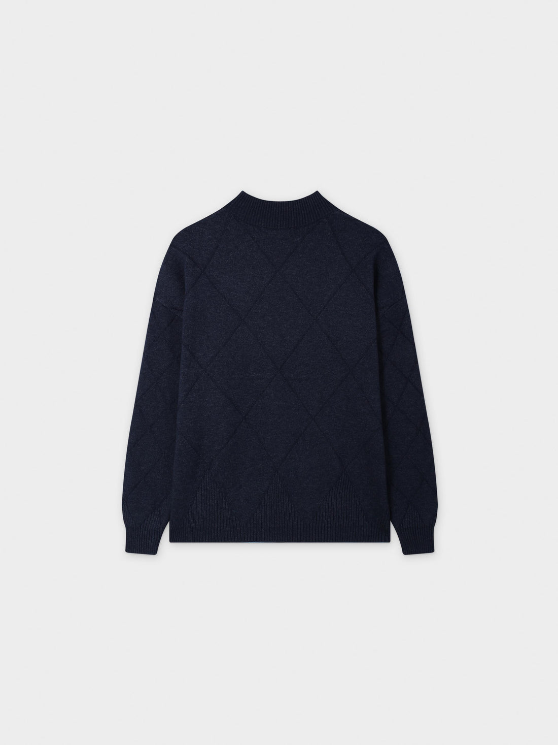 Oversized Diamond Detail Sweater-Heathered Navy