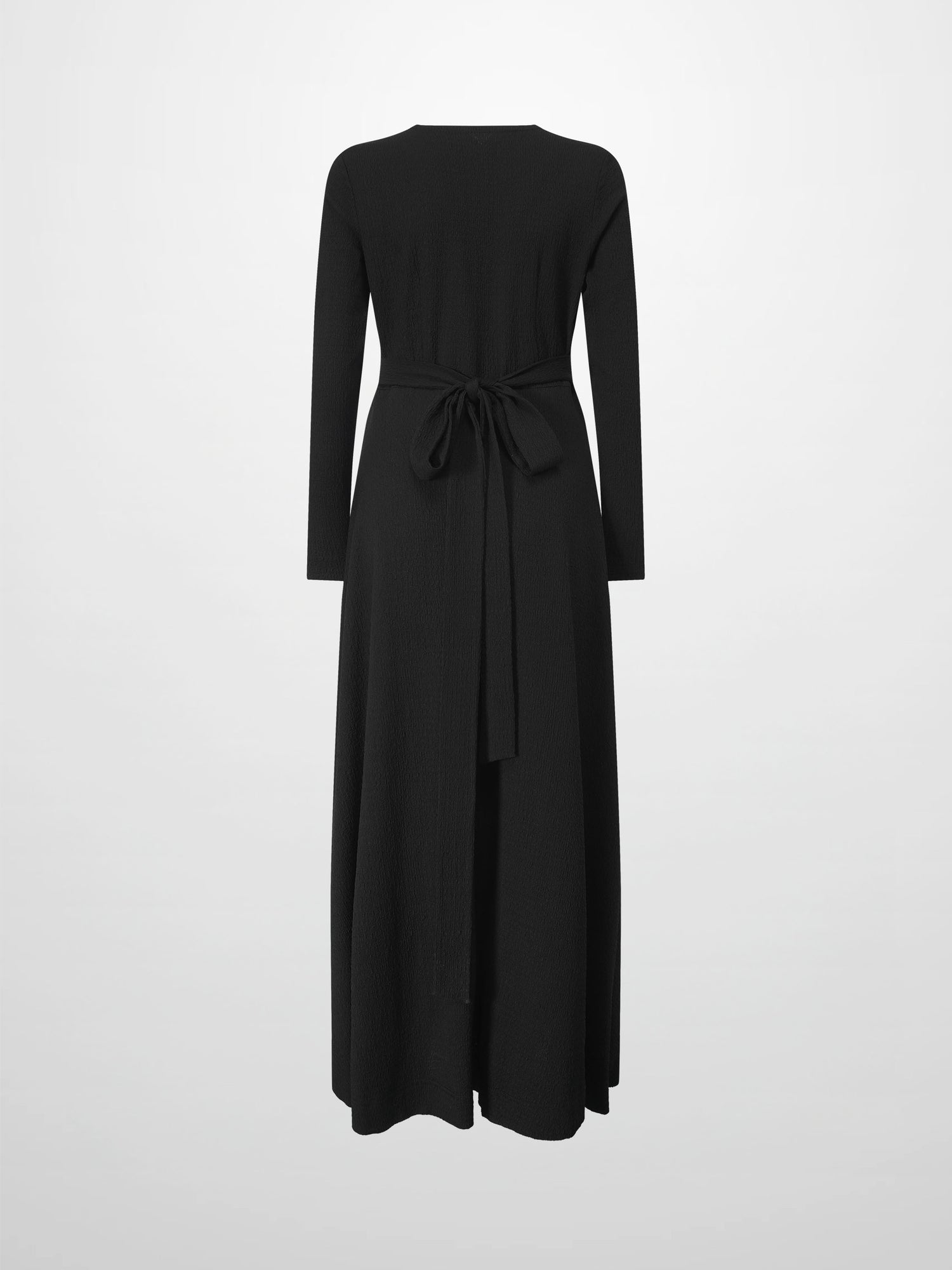 Textured Wrap Maxi Dress-Black