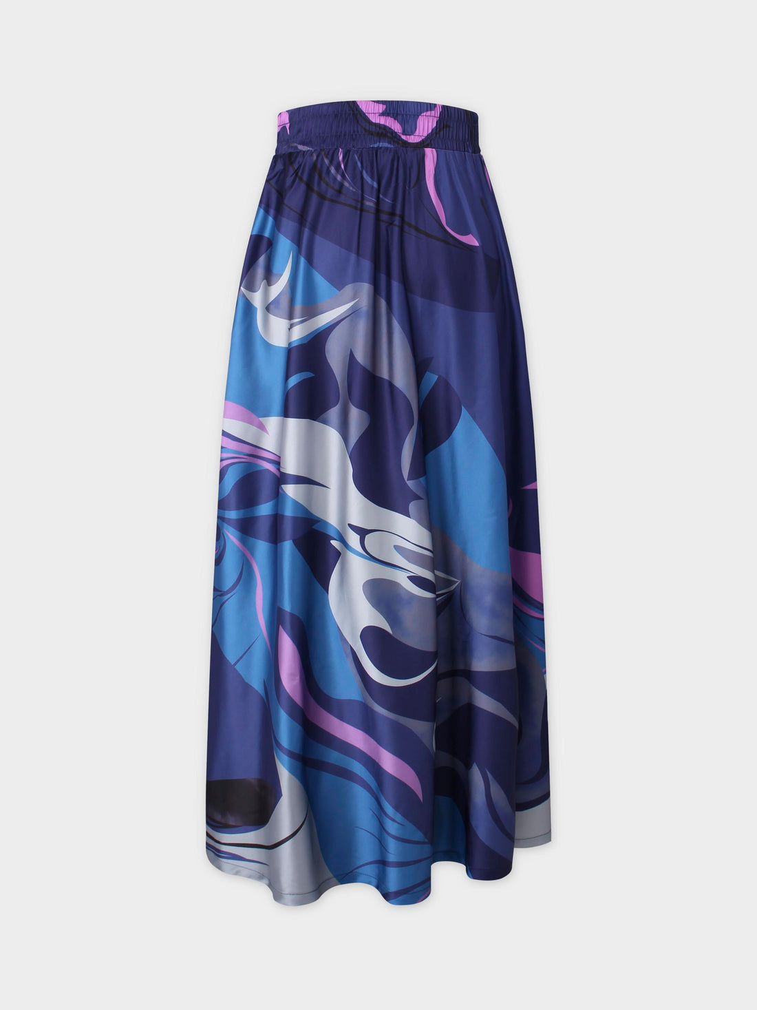 Waisted Elastic Printed Skirt-Purple Tones