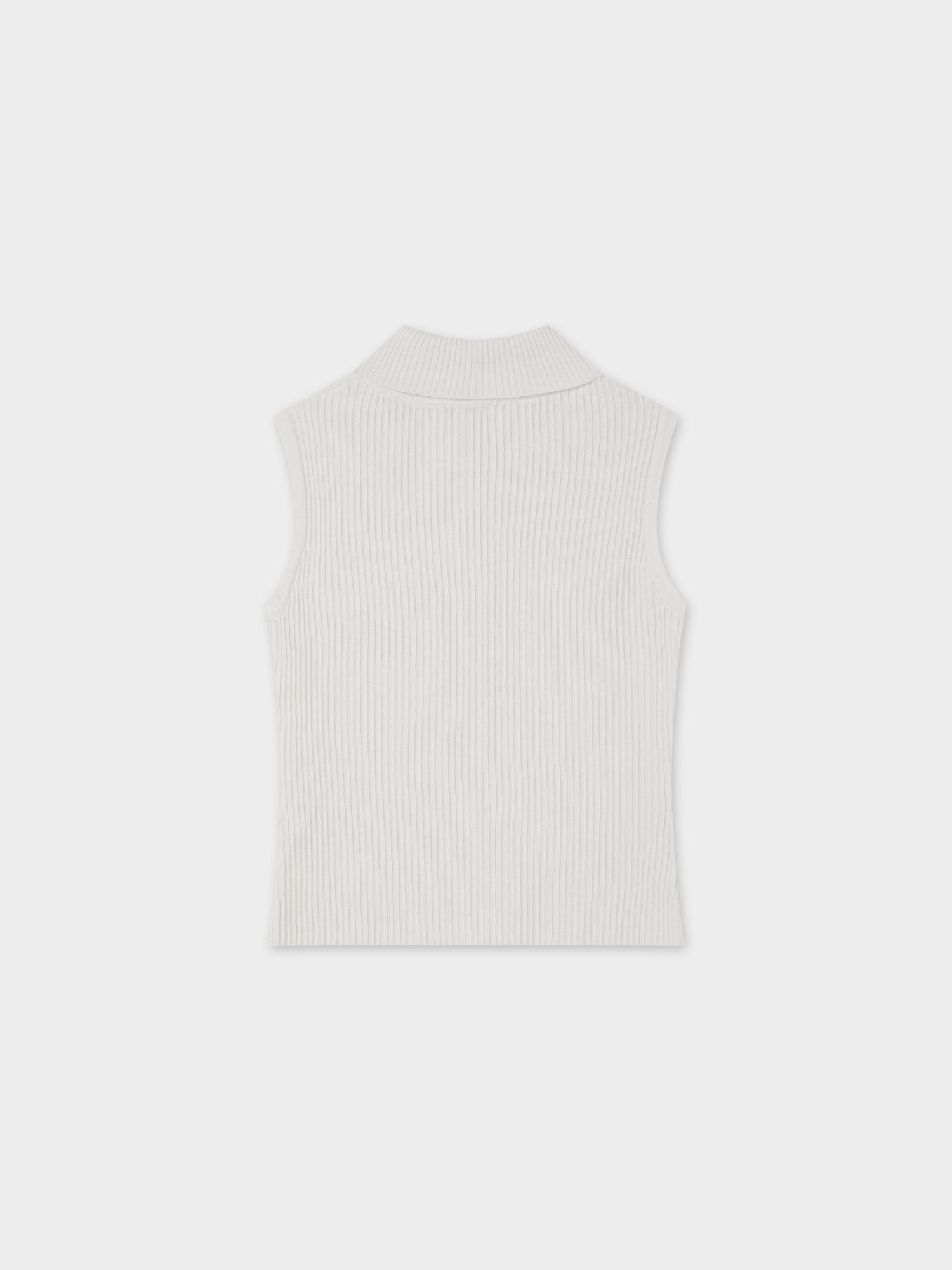 Sleeveless Ribbed Turtleneck-Ivory