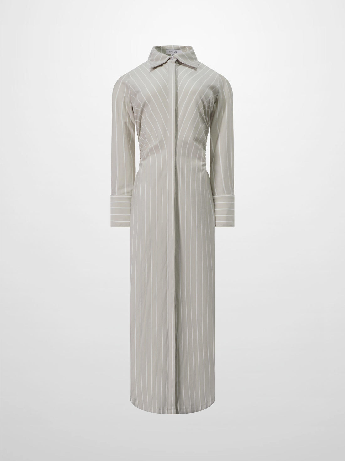 Side Shirred T-shirt Dress-Tan/White