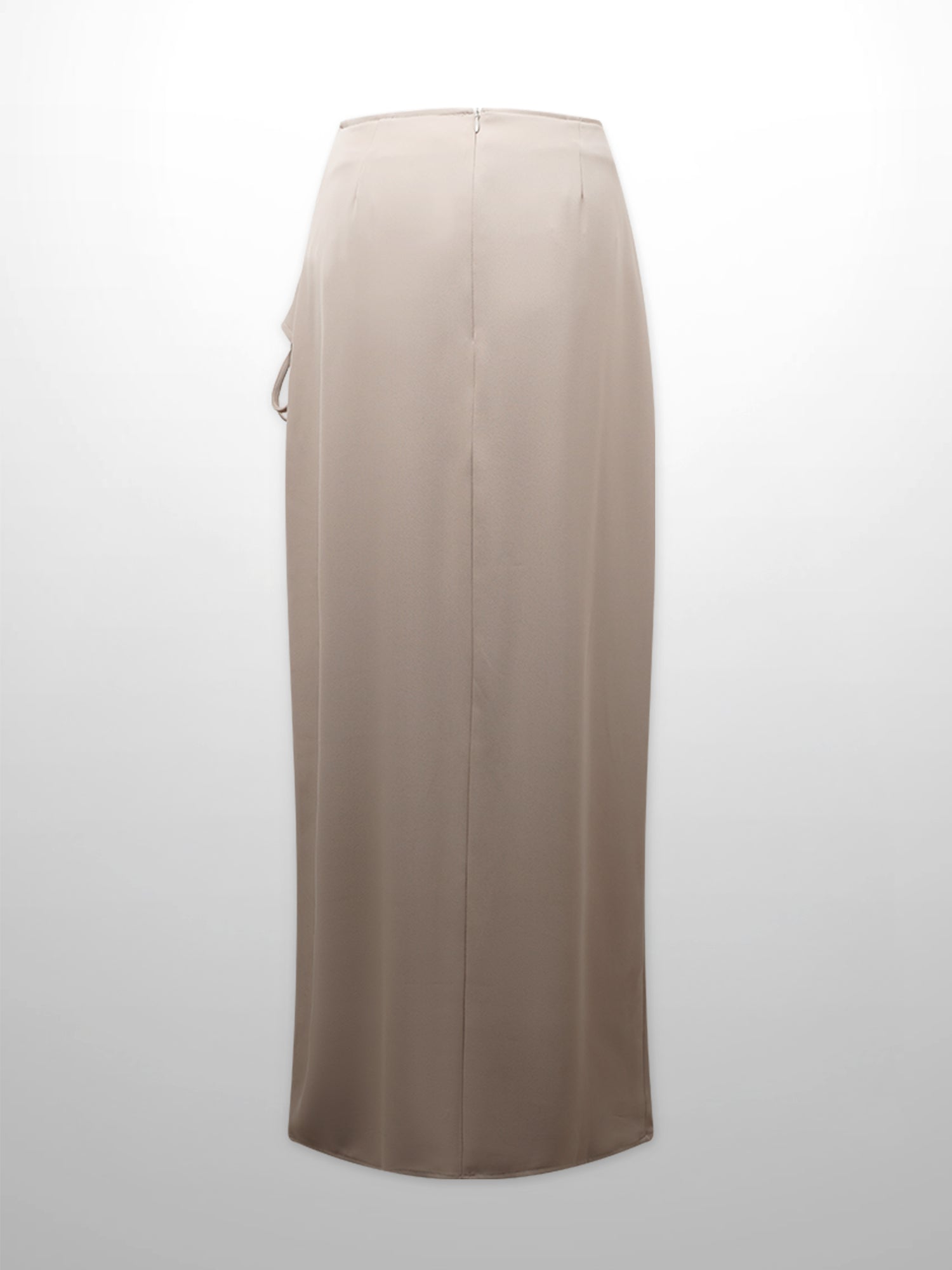 Ring Detail Faux Wrap Skirt-Tan