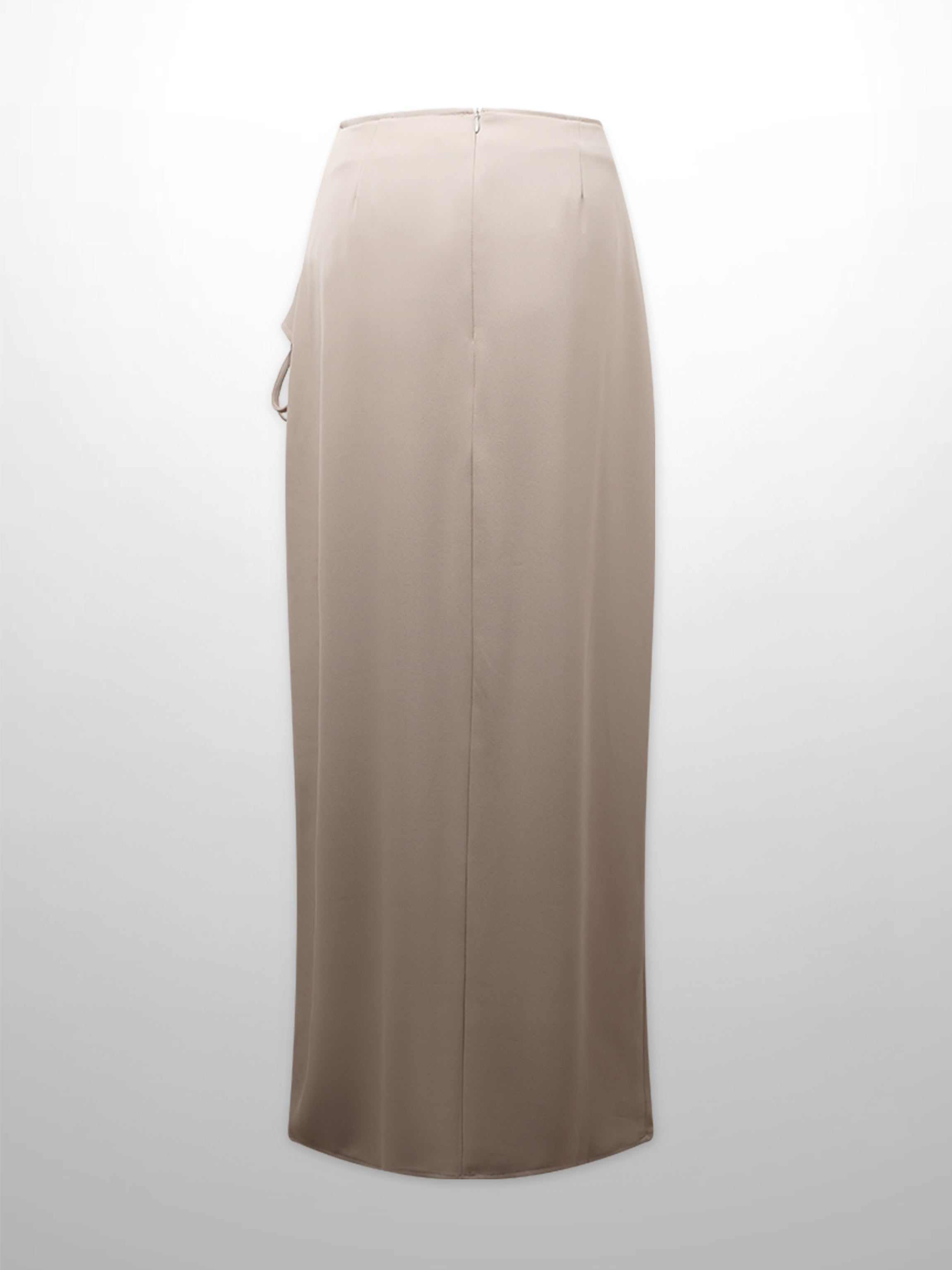 Ring Detail Faux Wrap Skirt-Tan