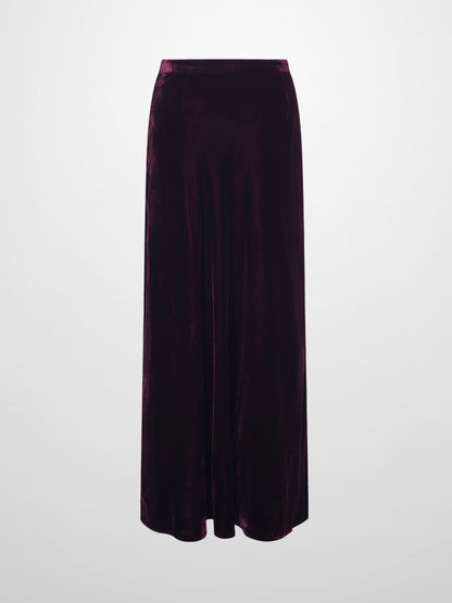 Velvet Flare Skirt-Burgundy
