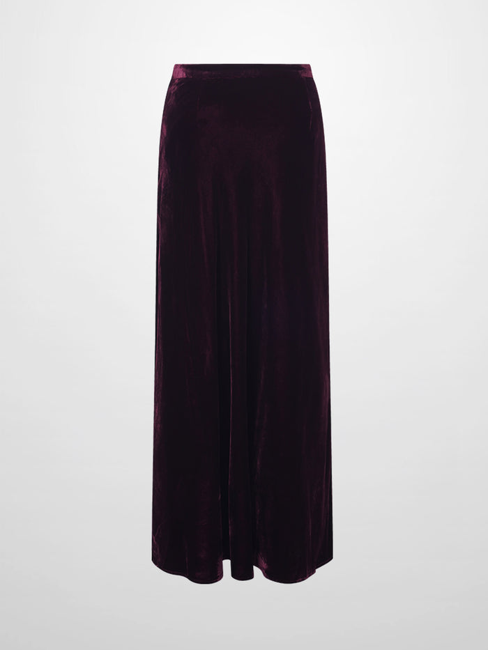 Velvet Flare Skirt-Burgundy
