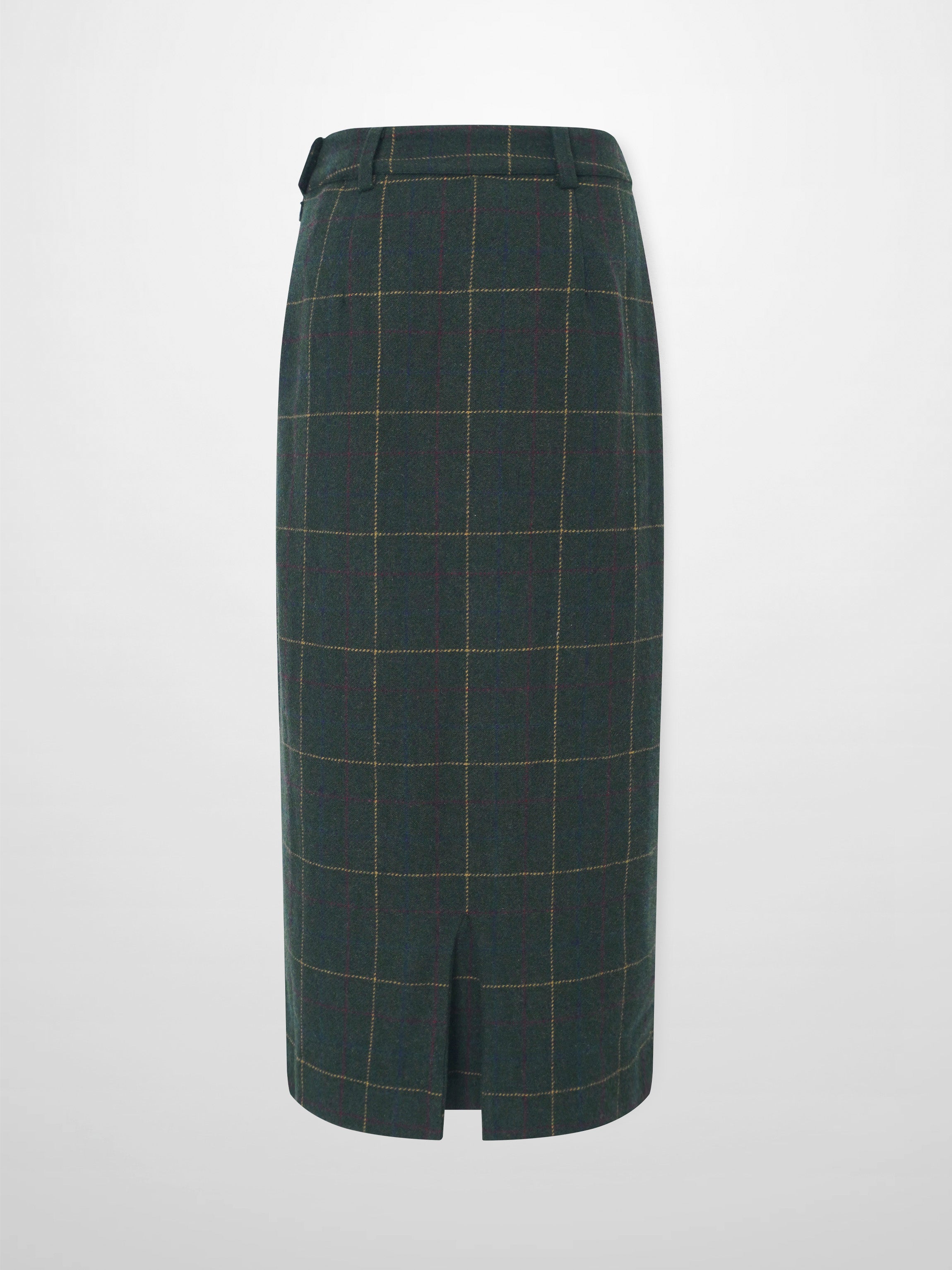 Straight Maxi Skirt - Green Plaid