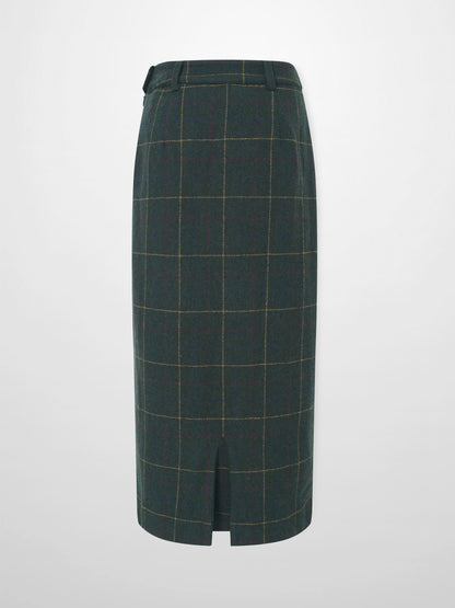 Straight Maxi Skirt - Green Plaid