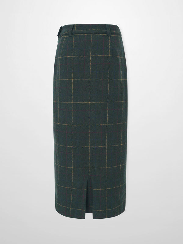 Straight Maxi Skirt - Green Plaid