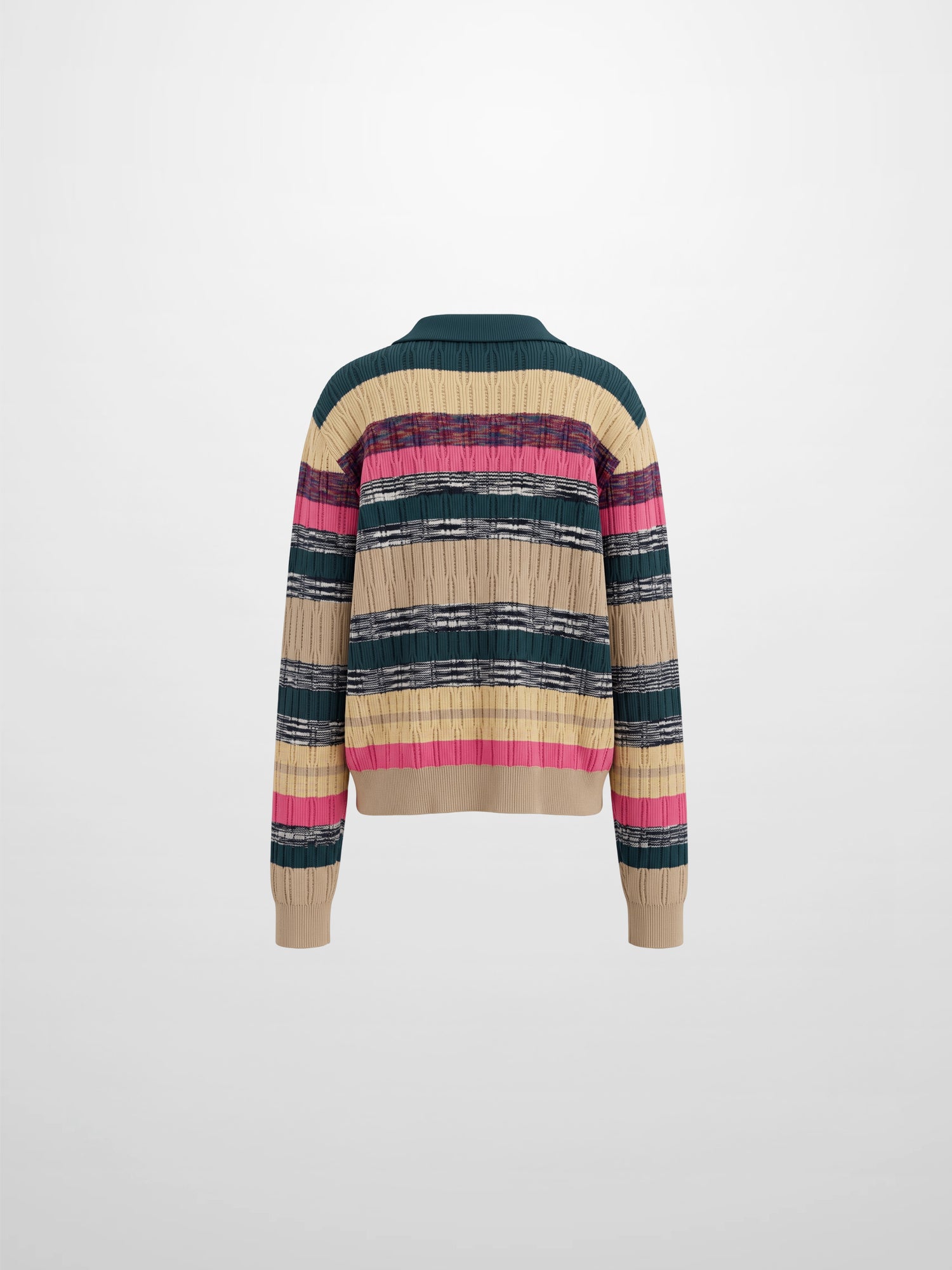 Striped Mixed Media Polo-Multi