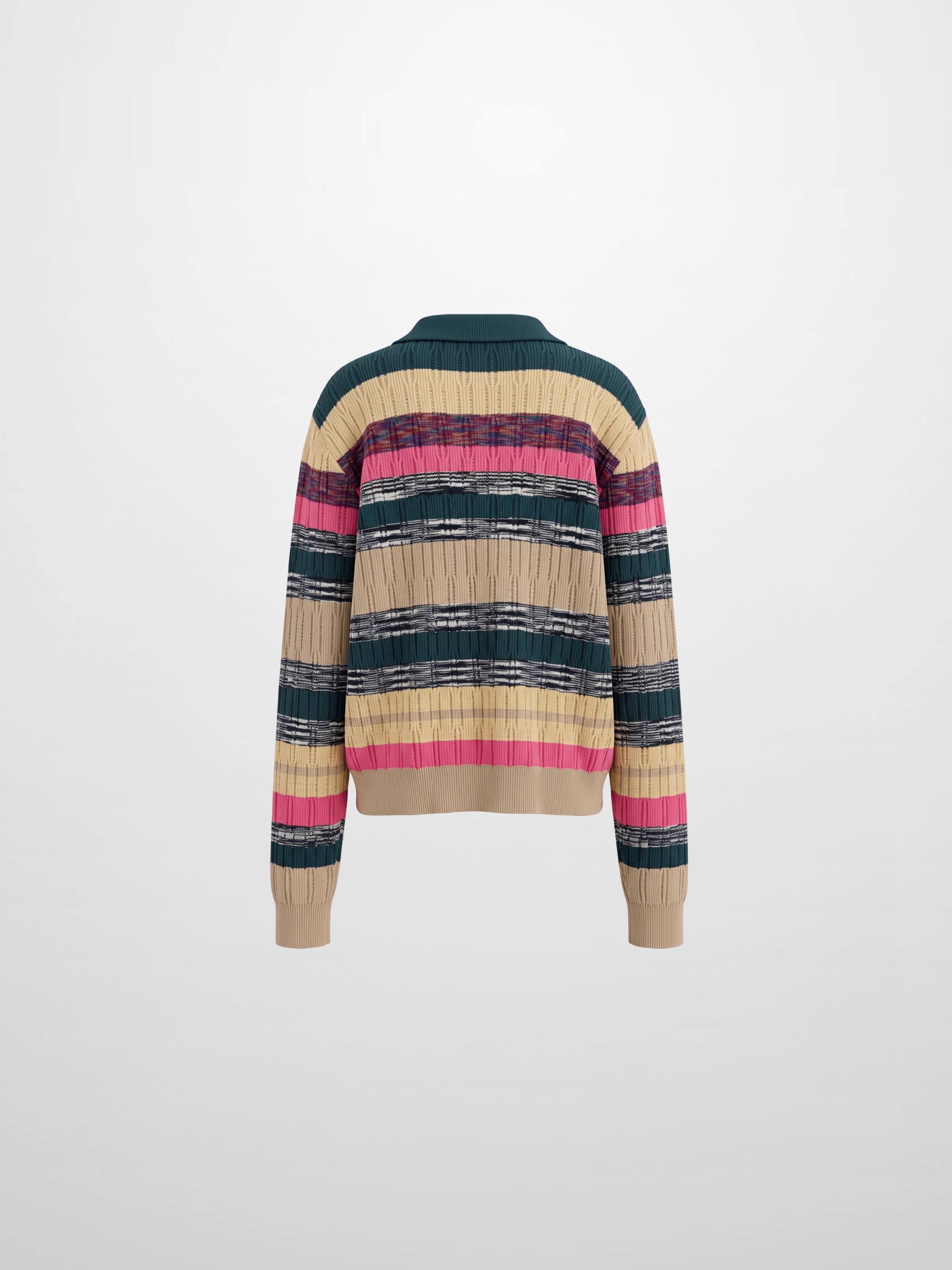 Striped Mixed Media Polo-Multi