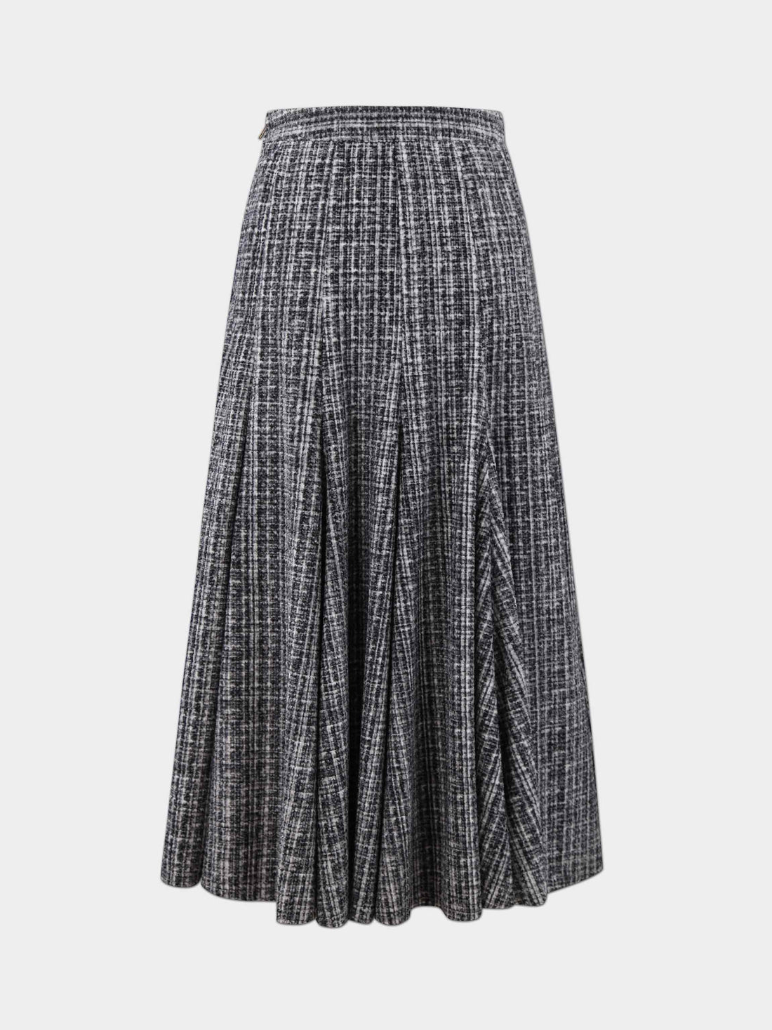 Short Flare Skirt-Black/White Plaid