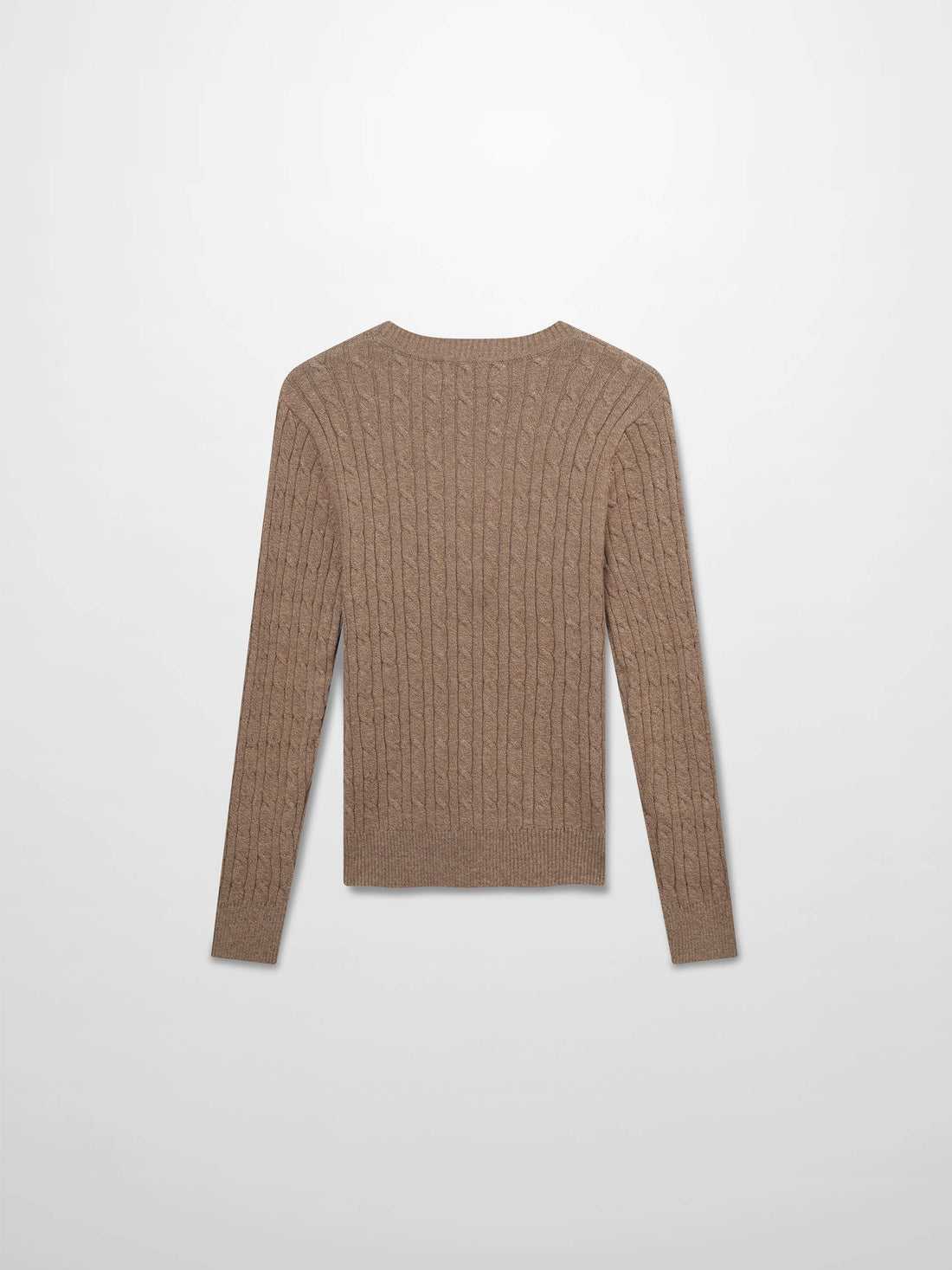 Crew Neck Cable Sweater-Heathered Camel