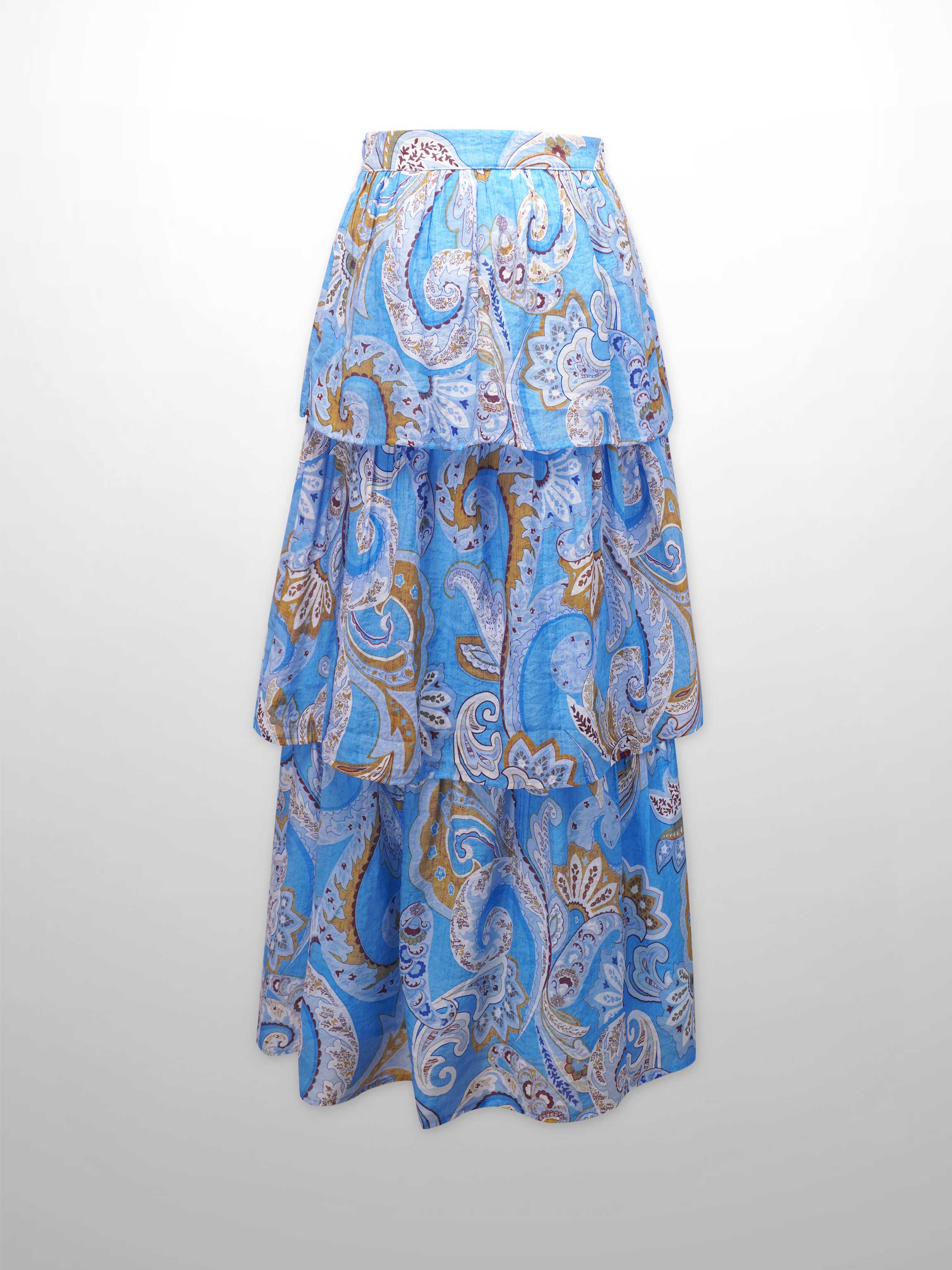 Layered Skirt-Light Blue Paisley