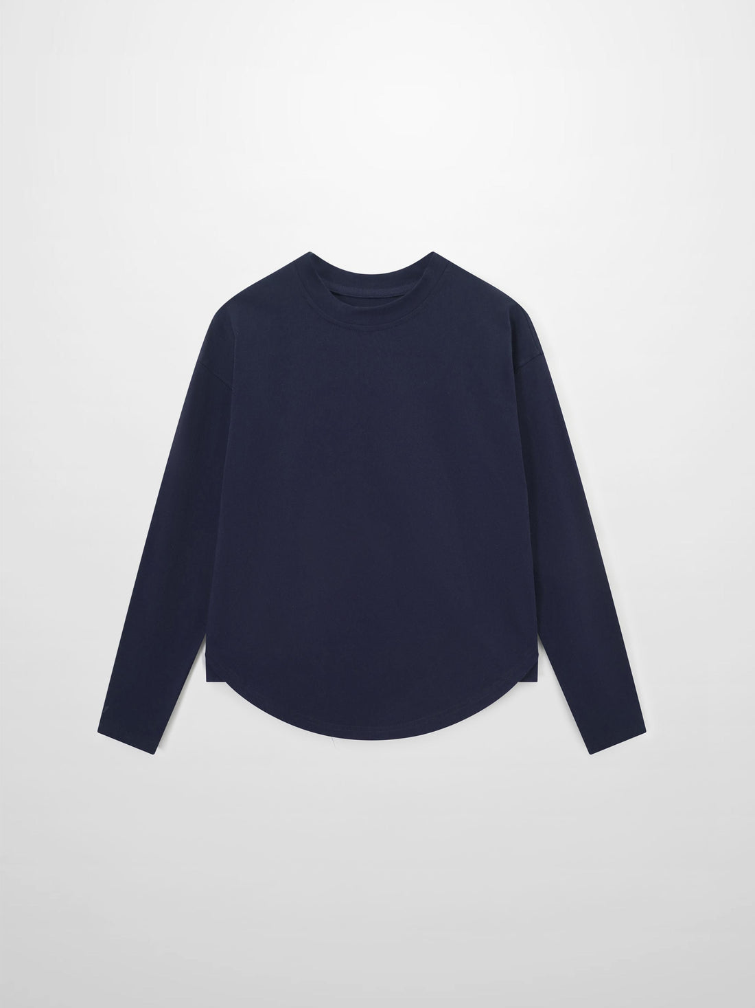 Oversized Rounded Hem T-Shirt-Navy
