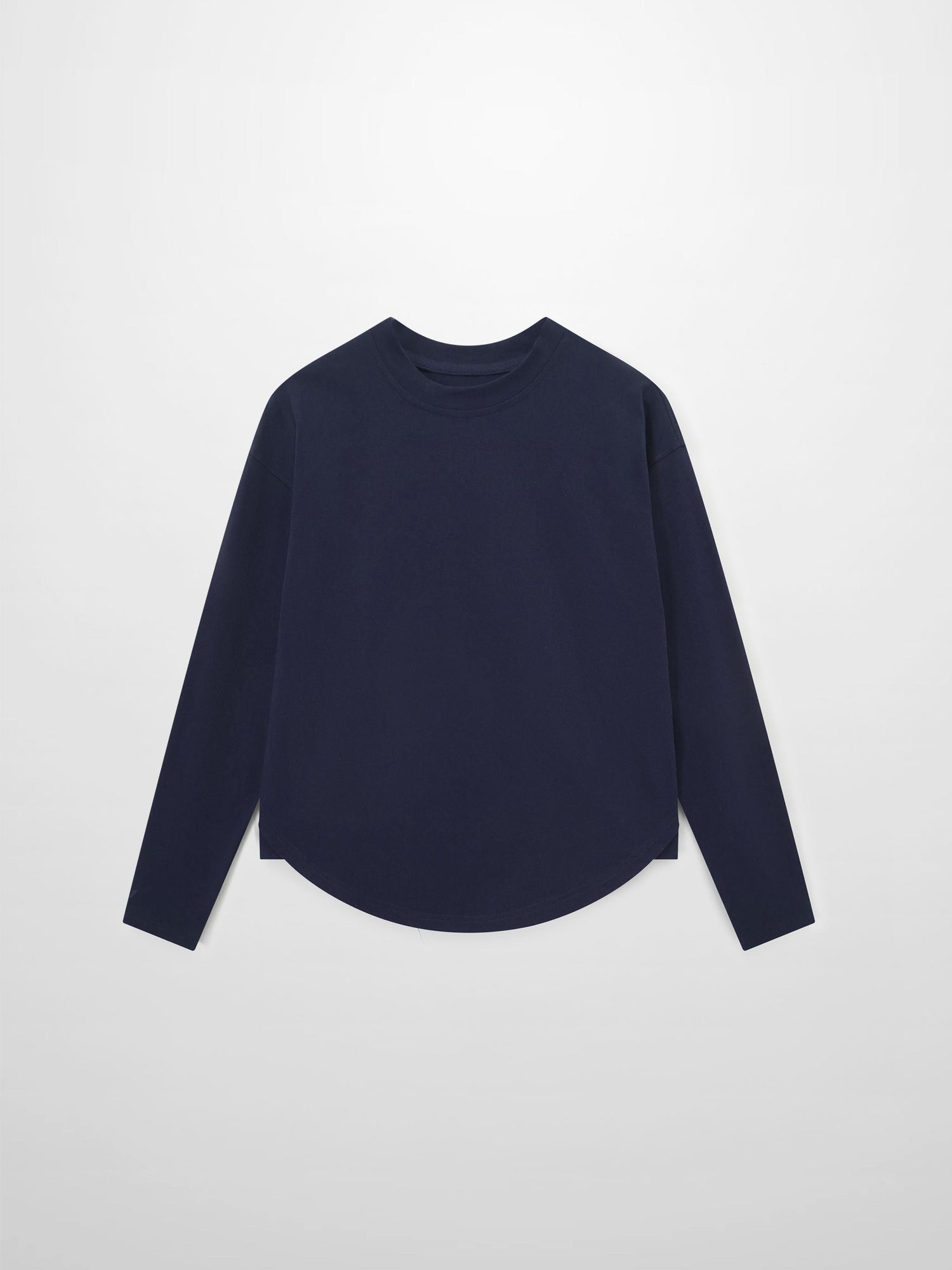 Oversized Rounded Hem T-Shirt-Navy