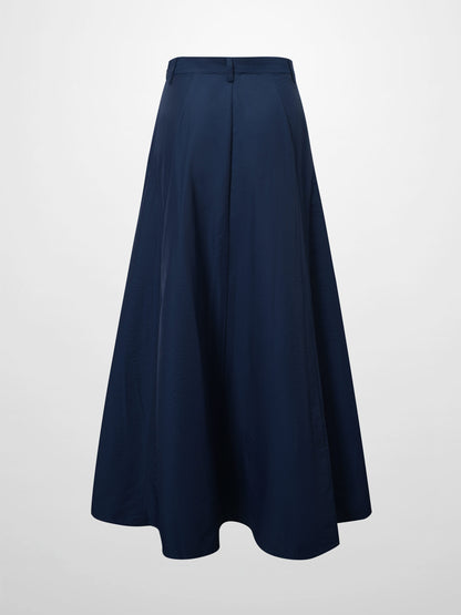 Taffeta Yoke Skirt-Navy