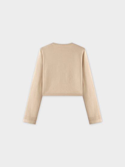 Flat Ribbed Trim Shrug-Tan