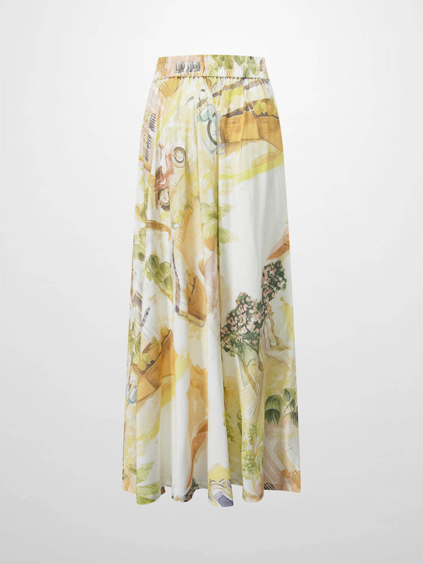 Printed Flare Skirt-City Street