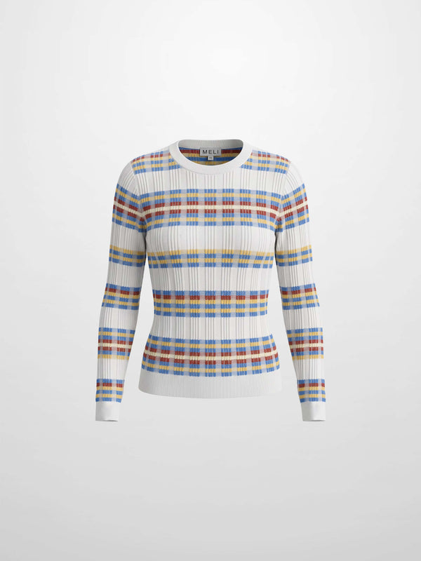 Mixed Ribbed Stripe Sweater - White