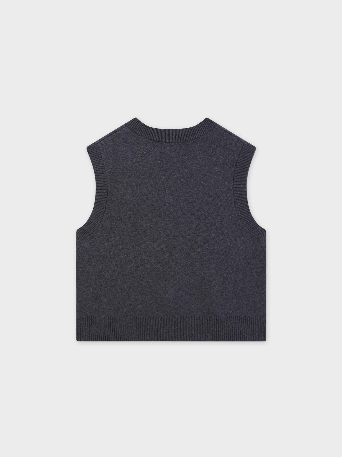 V-Neck Knit Vest-Heathered Grey