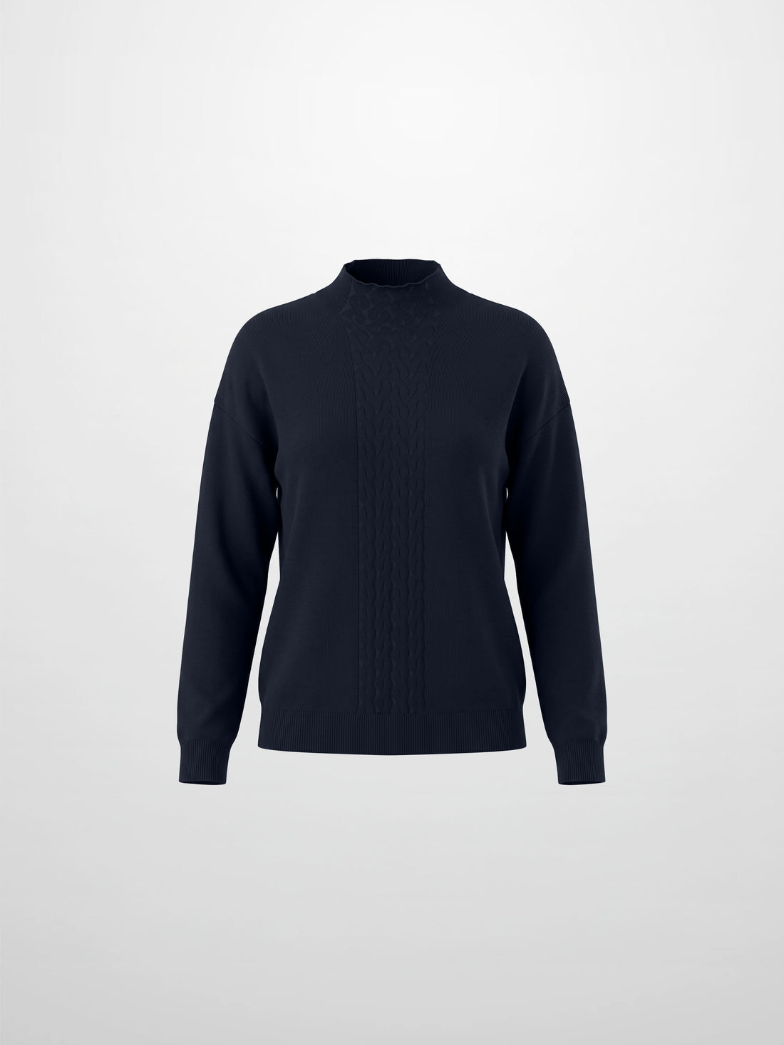 Thin Knit Center Cable Sweater - Navy