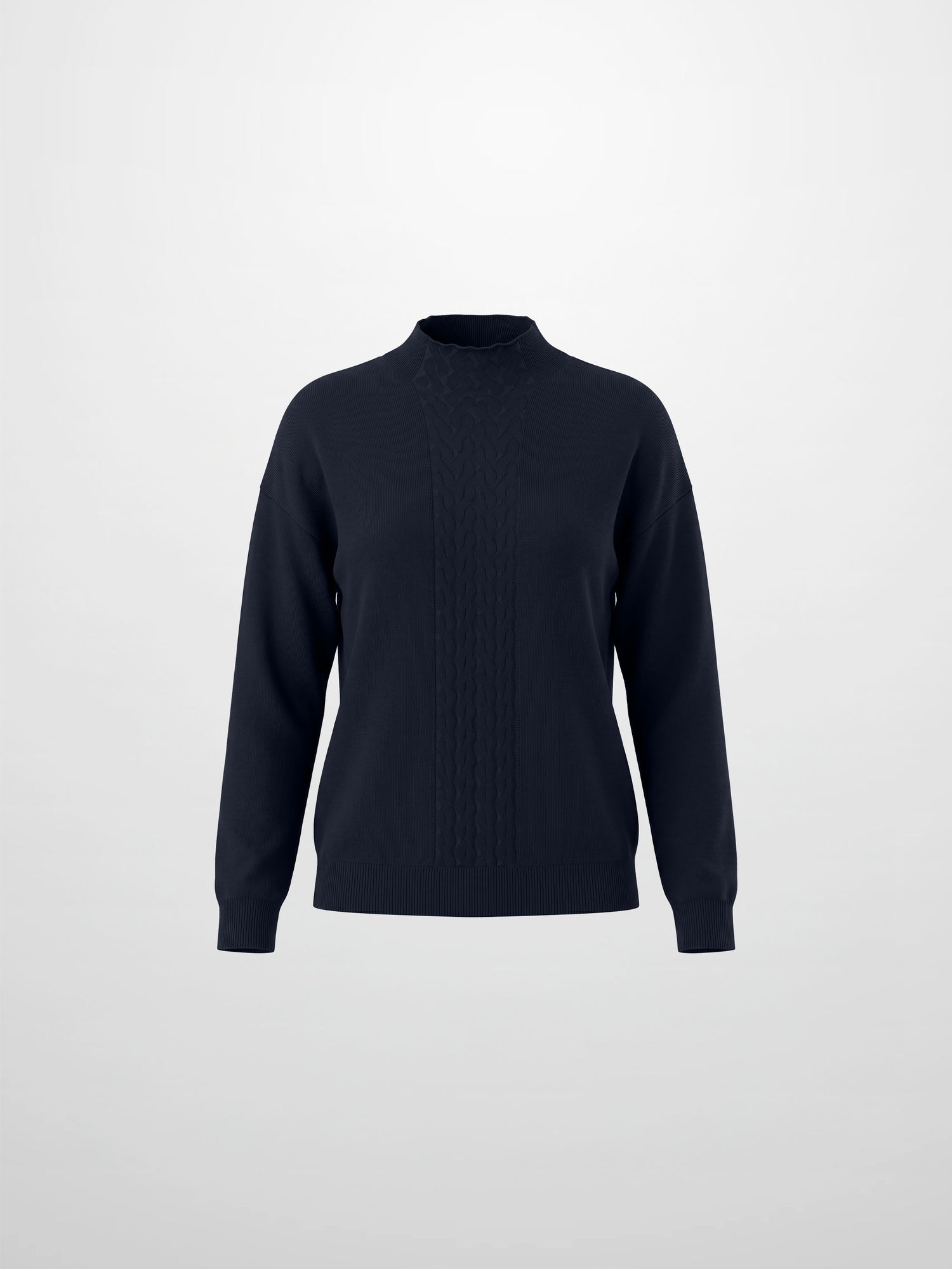 Thin Knit Center Cable Sweater - Navy