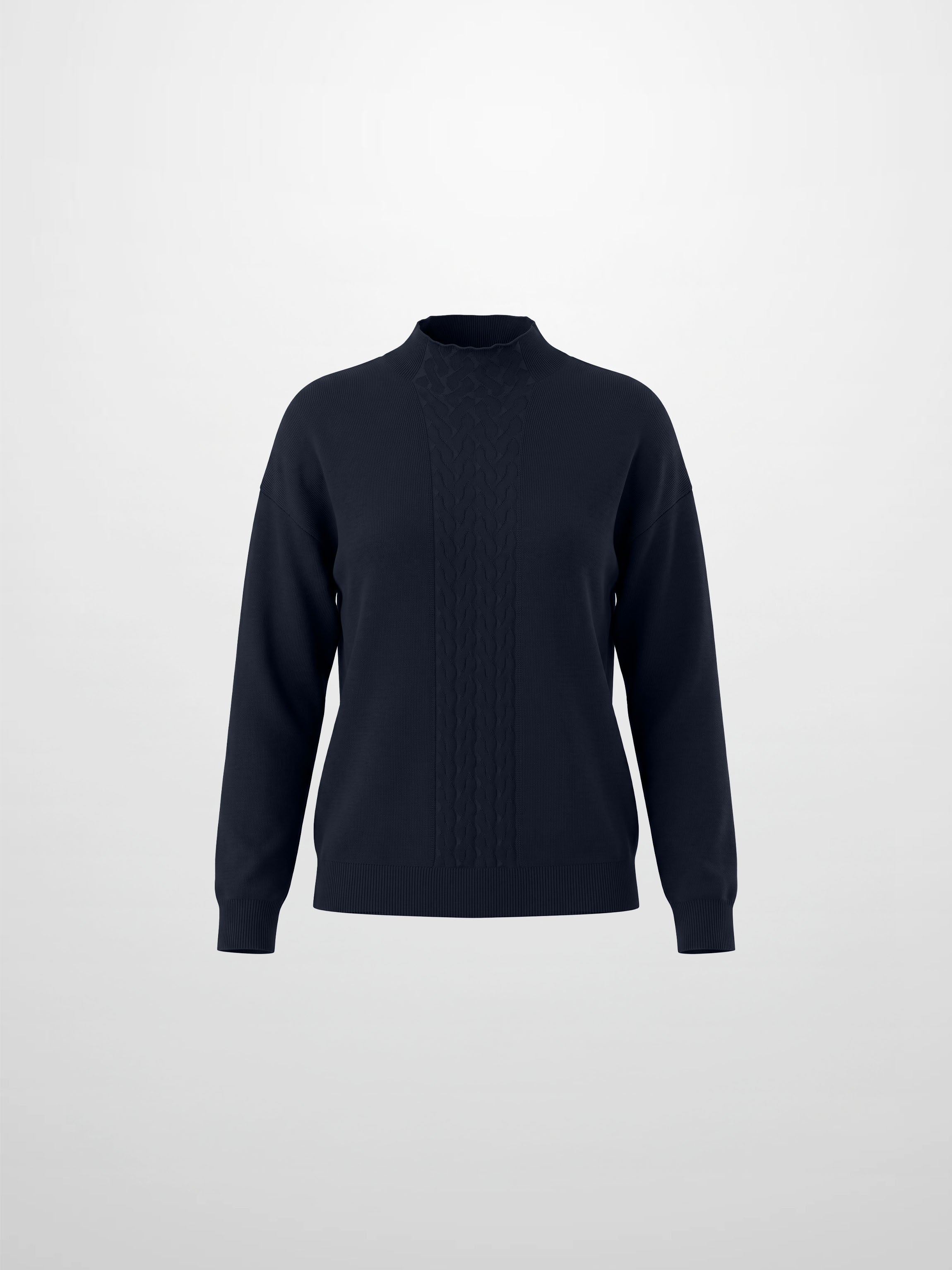 Thin Knit Center Cable Sweater - Navy