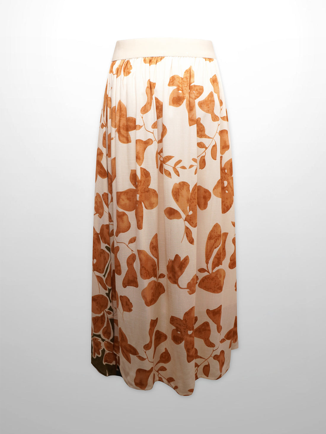 Leather Buckle Skirt-Tan Floral