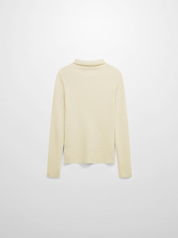 Lurex Ribbed Knit Turtleneck-Ivory