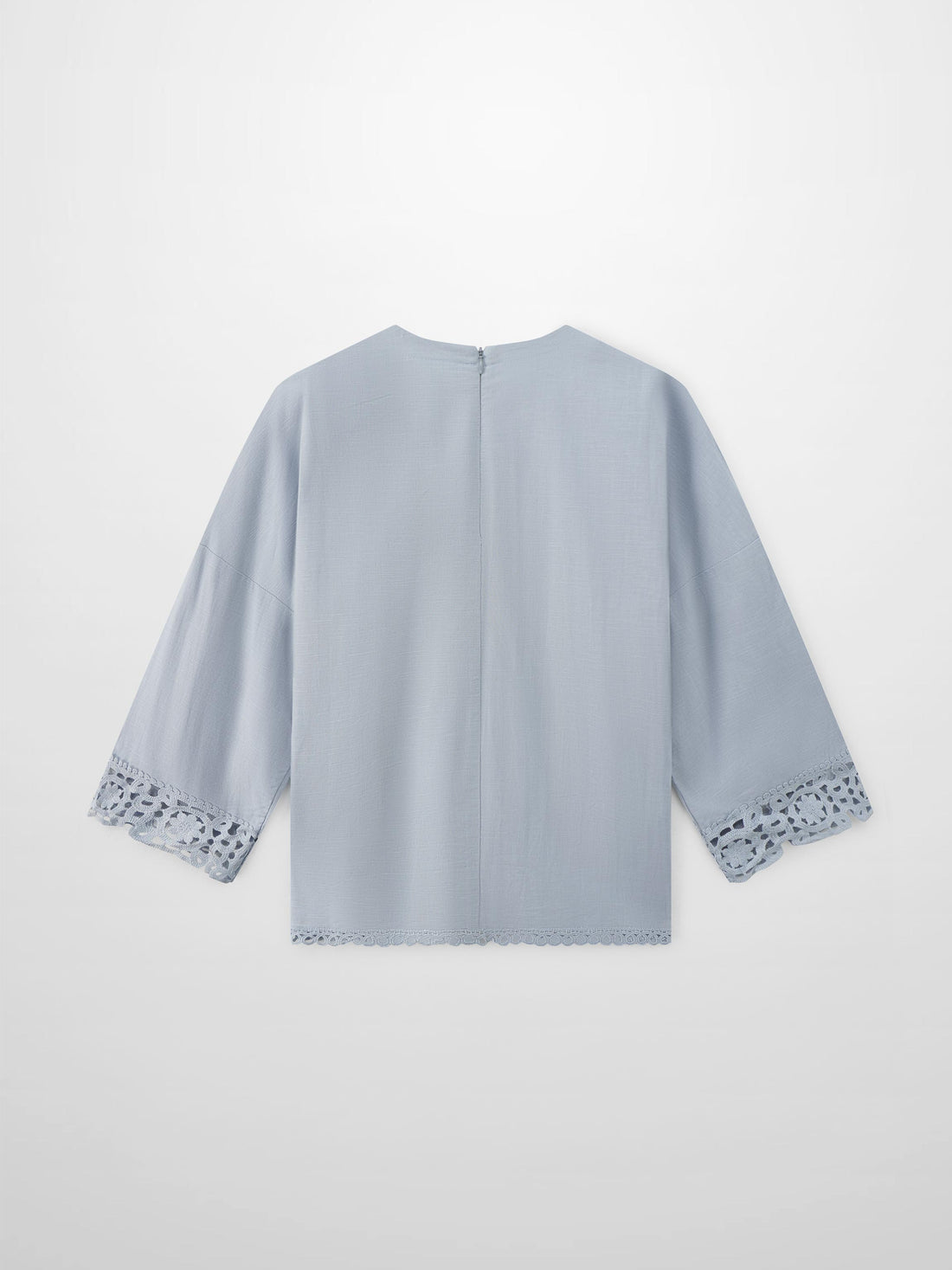 Crochet Edge Top-Light Blue