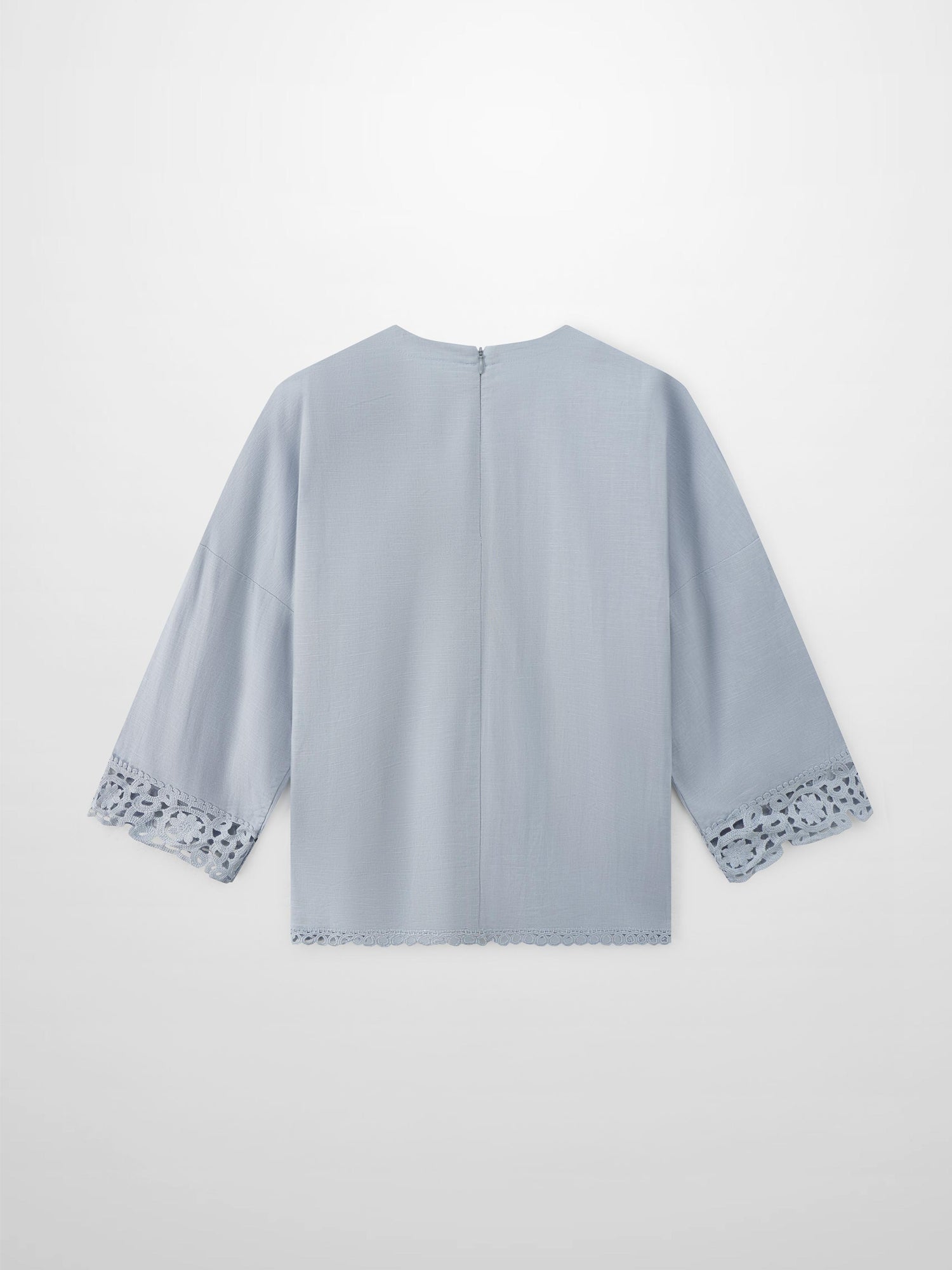 Crochet Edge Top-Light Blue