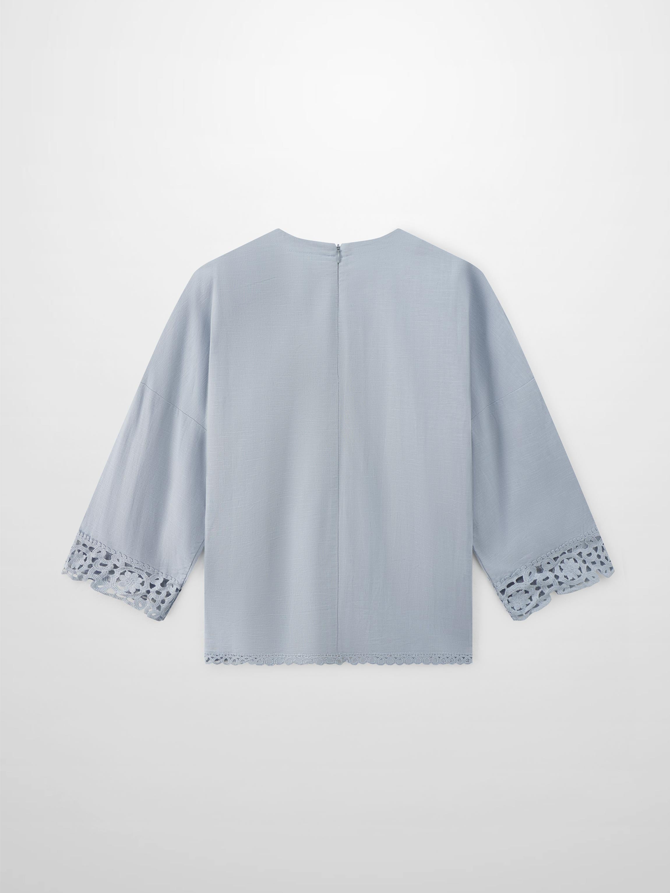 Crochet Edge Top-Light Blue