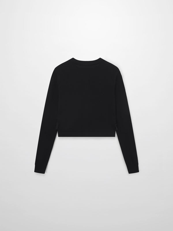 Ruffle Design Cardigan-Black