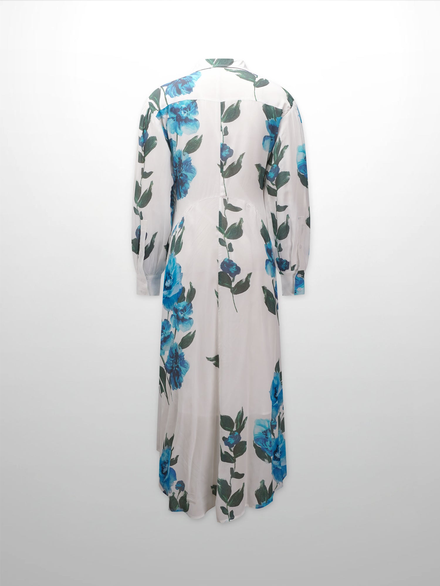 Printed Shirred Pocket Dress-Blue Floral