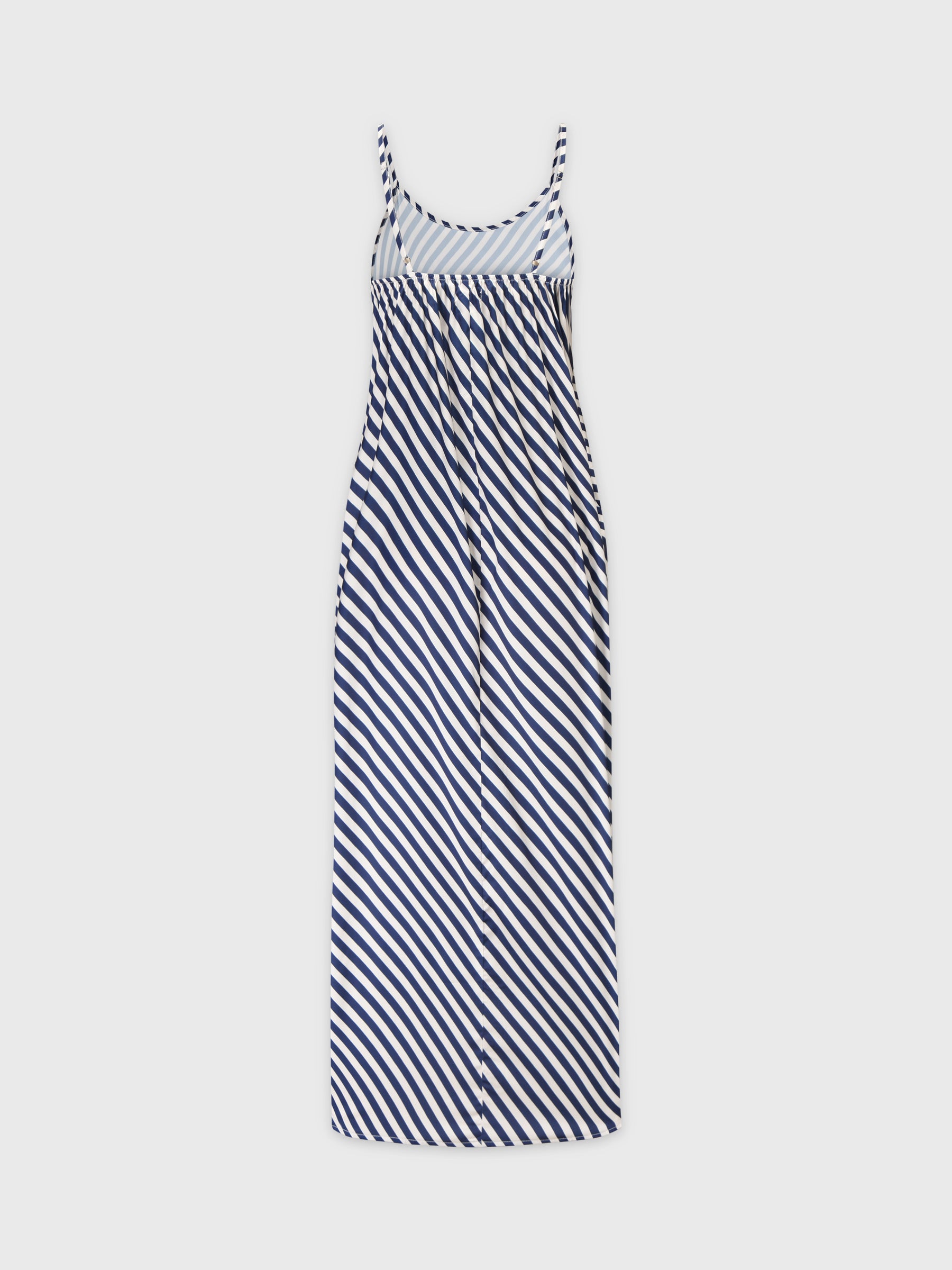 Printed Crew Neck Slip Dress-Navy/Cream Stripes