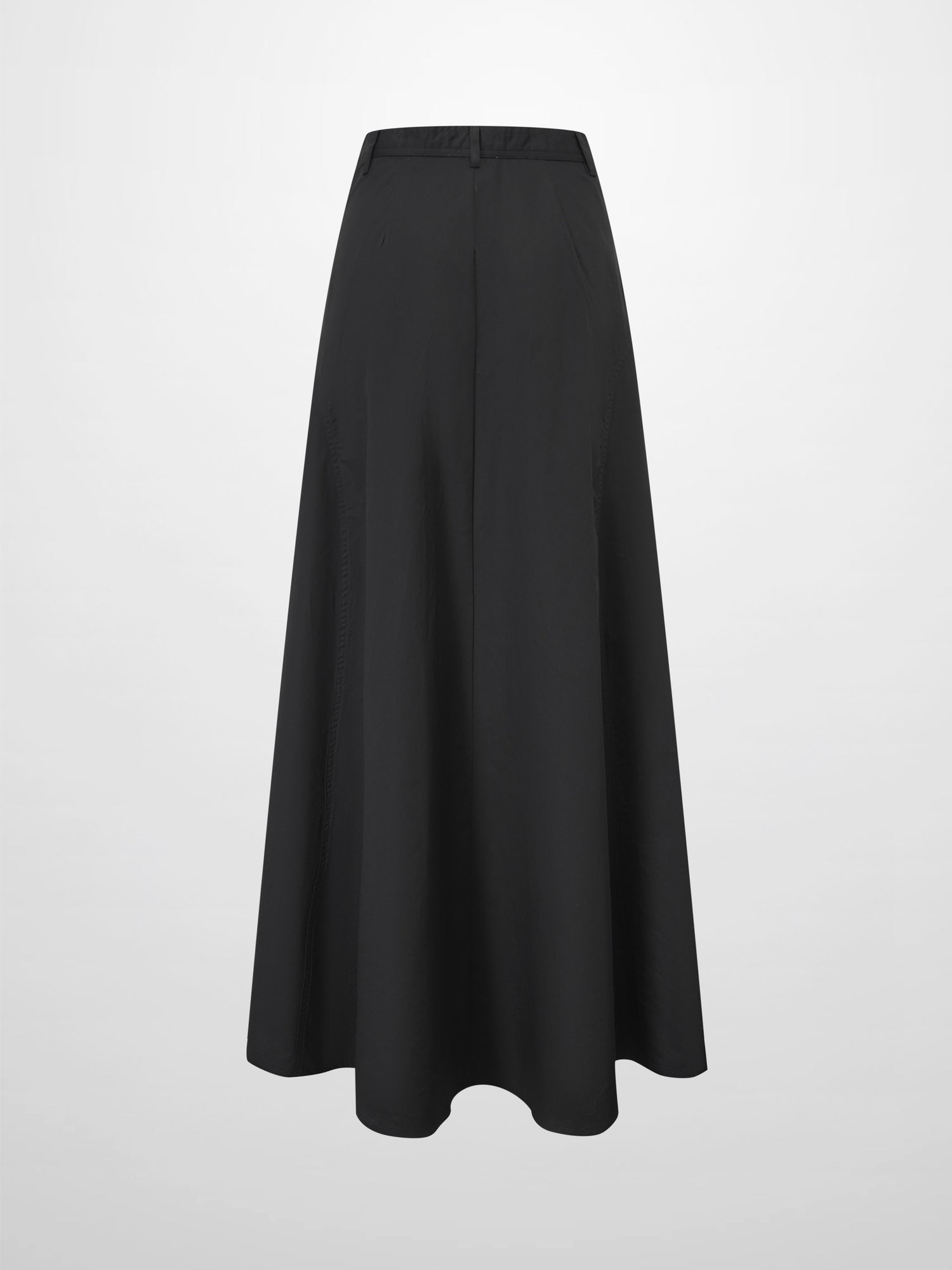 Cotton Yoke Circle Skirt-Black